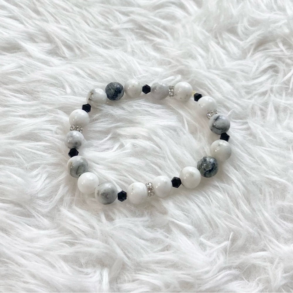 White Marble and Crystal Bracelet
